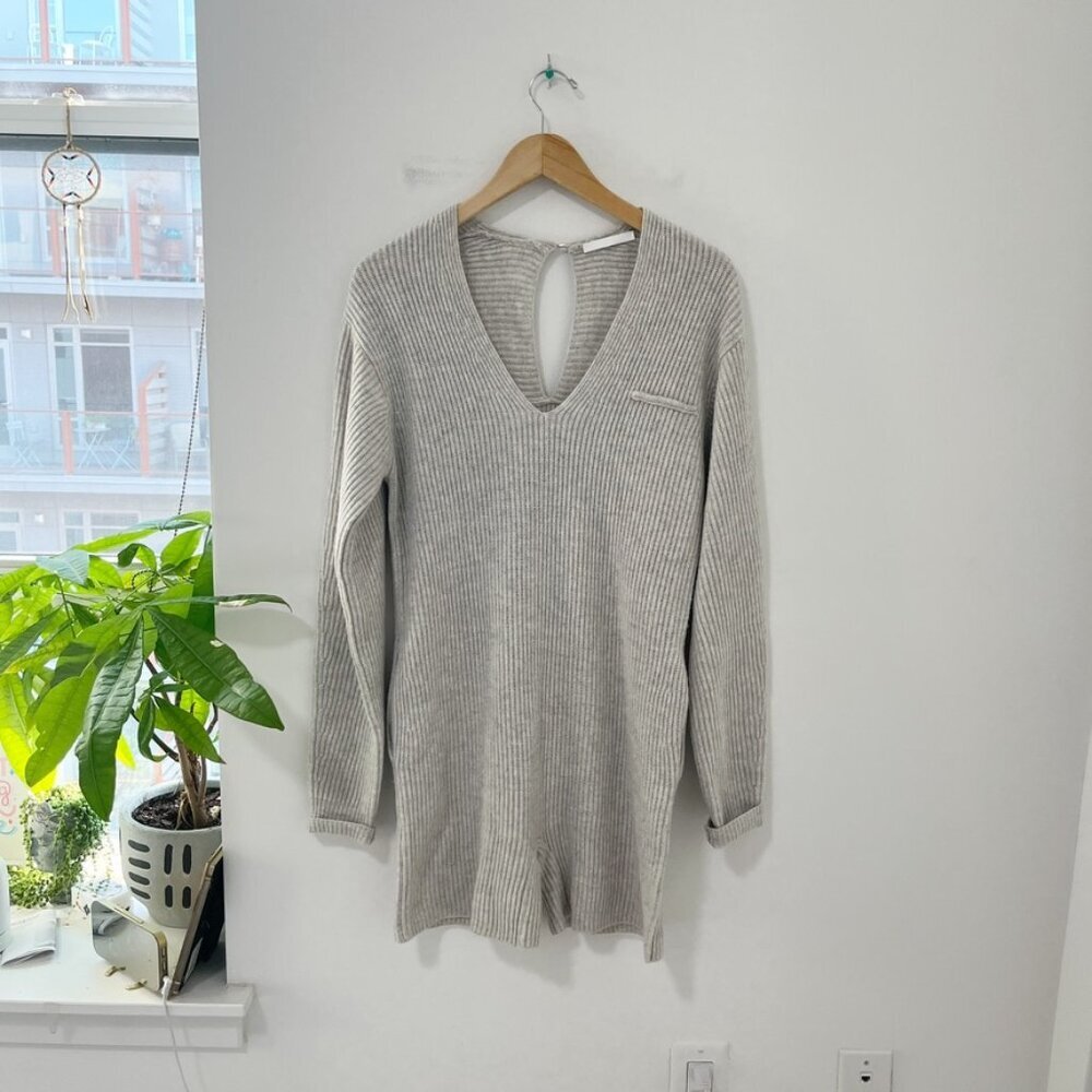 Helmut Lang Gray Cashmere & Wool Long Sleeve Romper Size XS